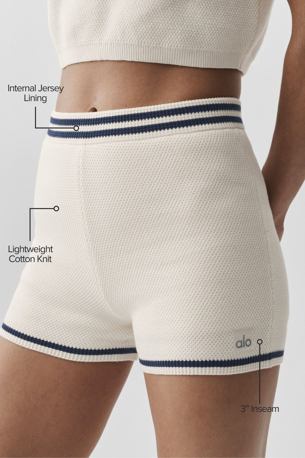 Tennis Club Sweater Knit Hot Short - Ivory/Navy — photo 2