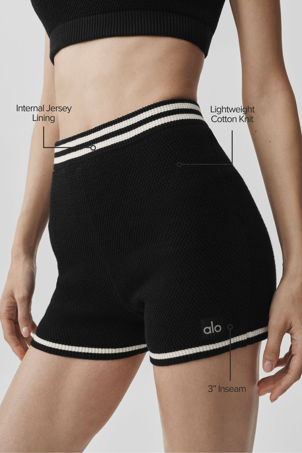 Tennis Club Sweater Knit Hot Short - Black/Ivory — photo 2