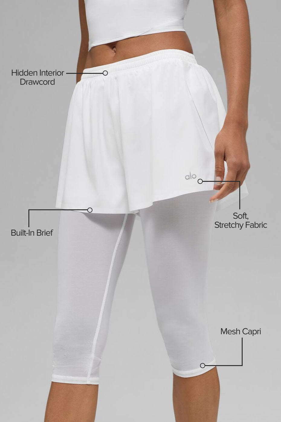 Mesh Front Runner 2 In 1 Short - White — photo 2