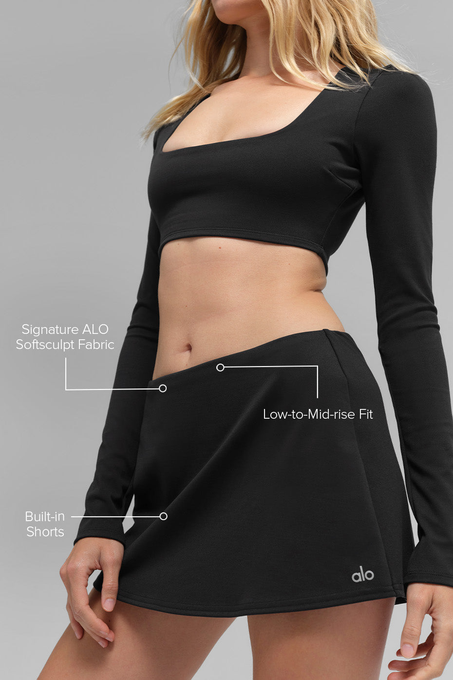 ALO Softsculpt Precision Mini Skirt - Black — photo 2