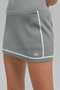 Ribbed Sweater Knit Highline Mini Skirt - Lunar Grey/White — photo 4