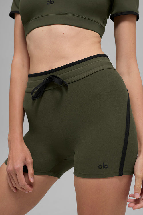 4" Airbrush High-Waist Race Pace Short - Green Olive/Black — photo 2