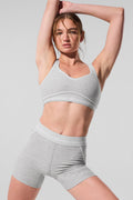 4” Alosoft High-Waist Heart Throb Short - Athletic Heather Grey/White — photo 1