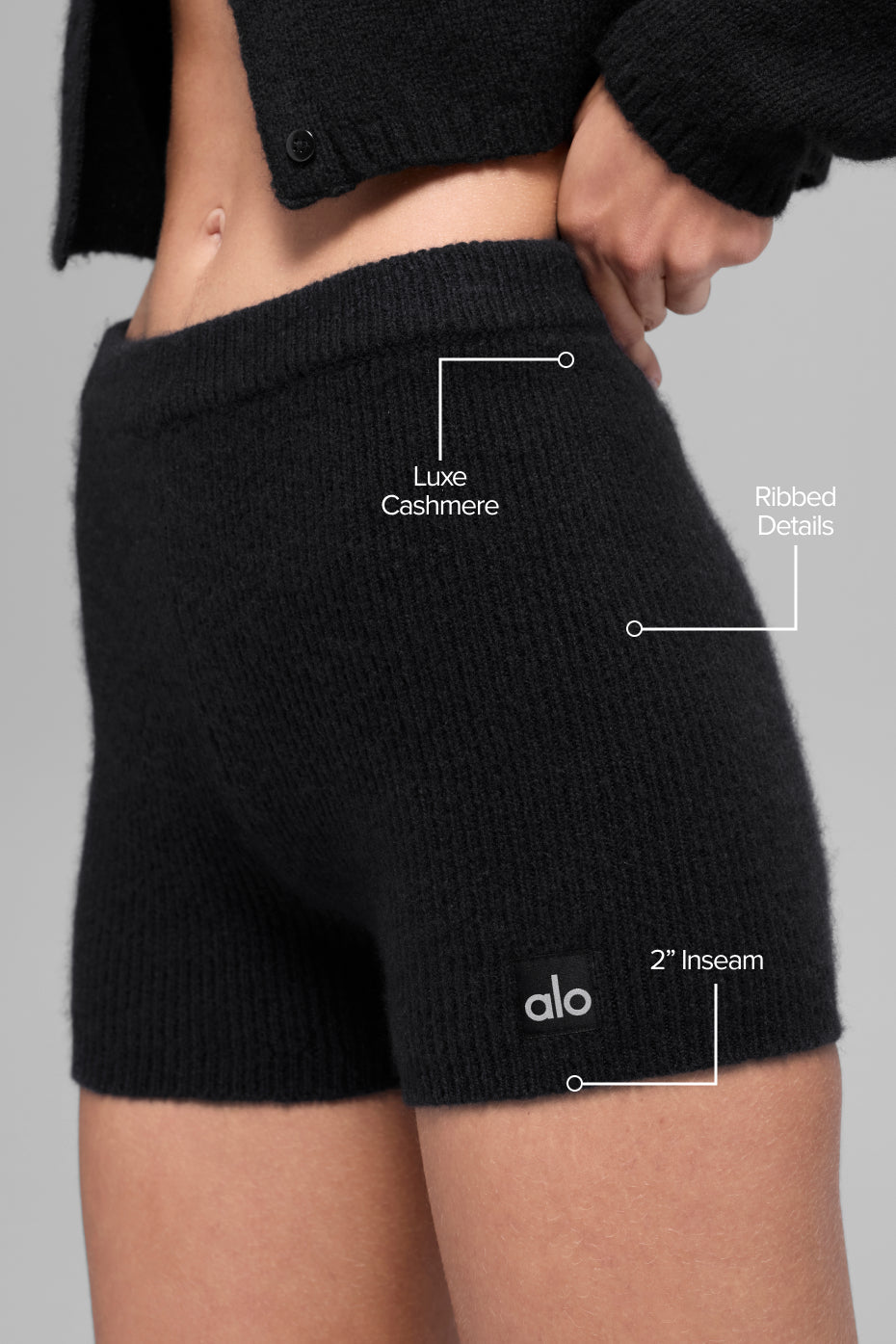Wool Cashmere Ribbed Noble Short - Black — photo 2
