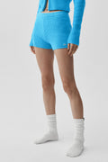 Wool Cashmere Ribbed Noble Short - Azure Blue — photo 1
