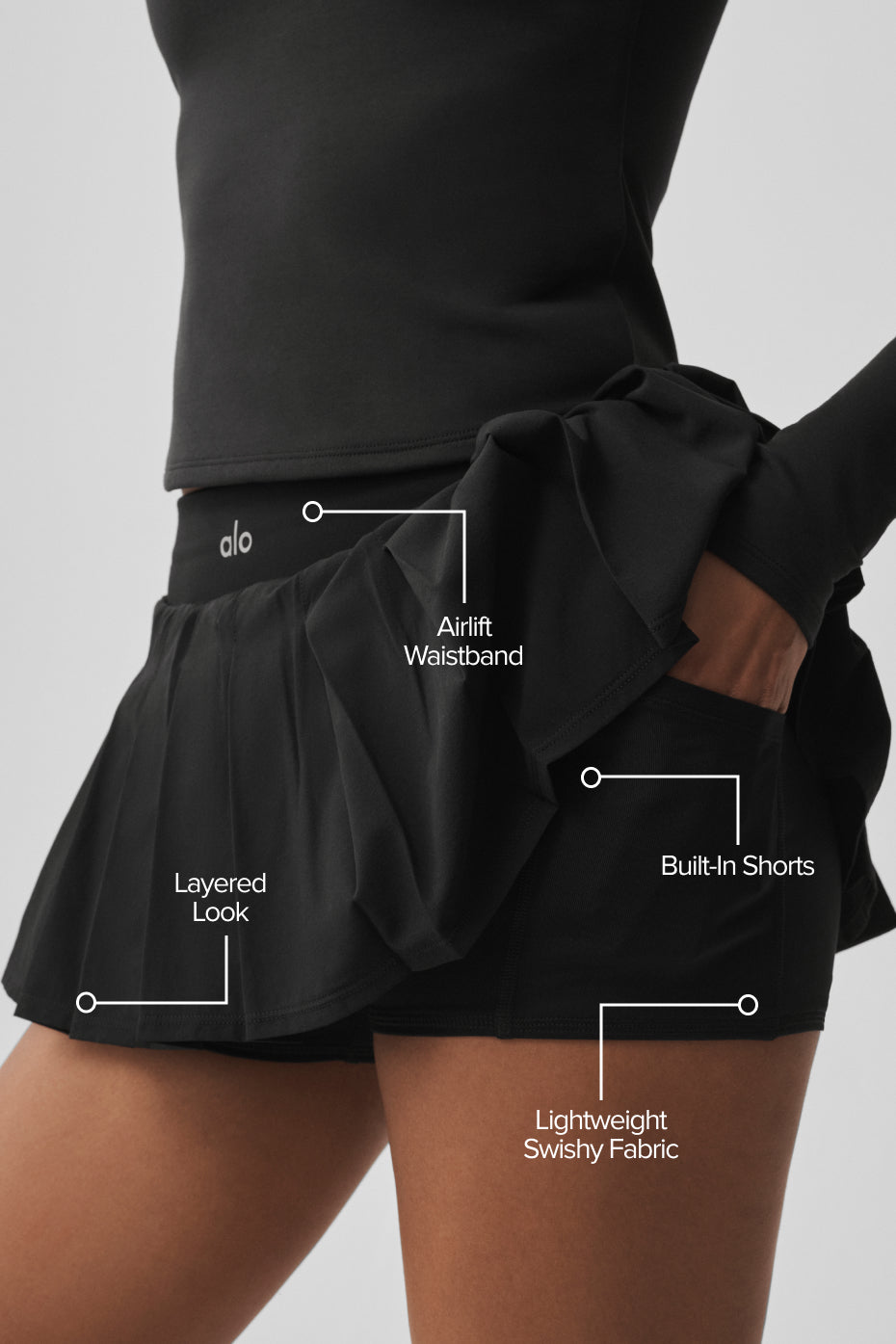 Double Or Nothing Tennis Skirt - Black — photo 2