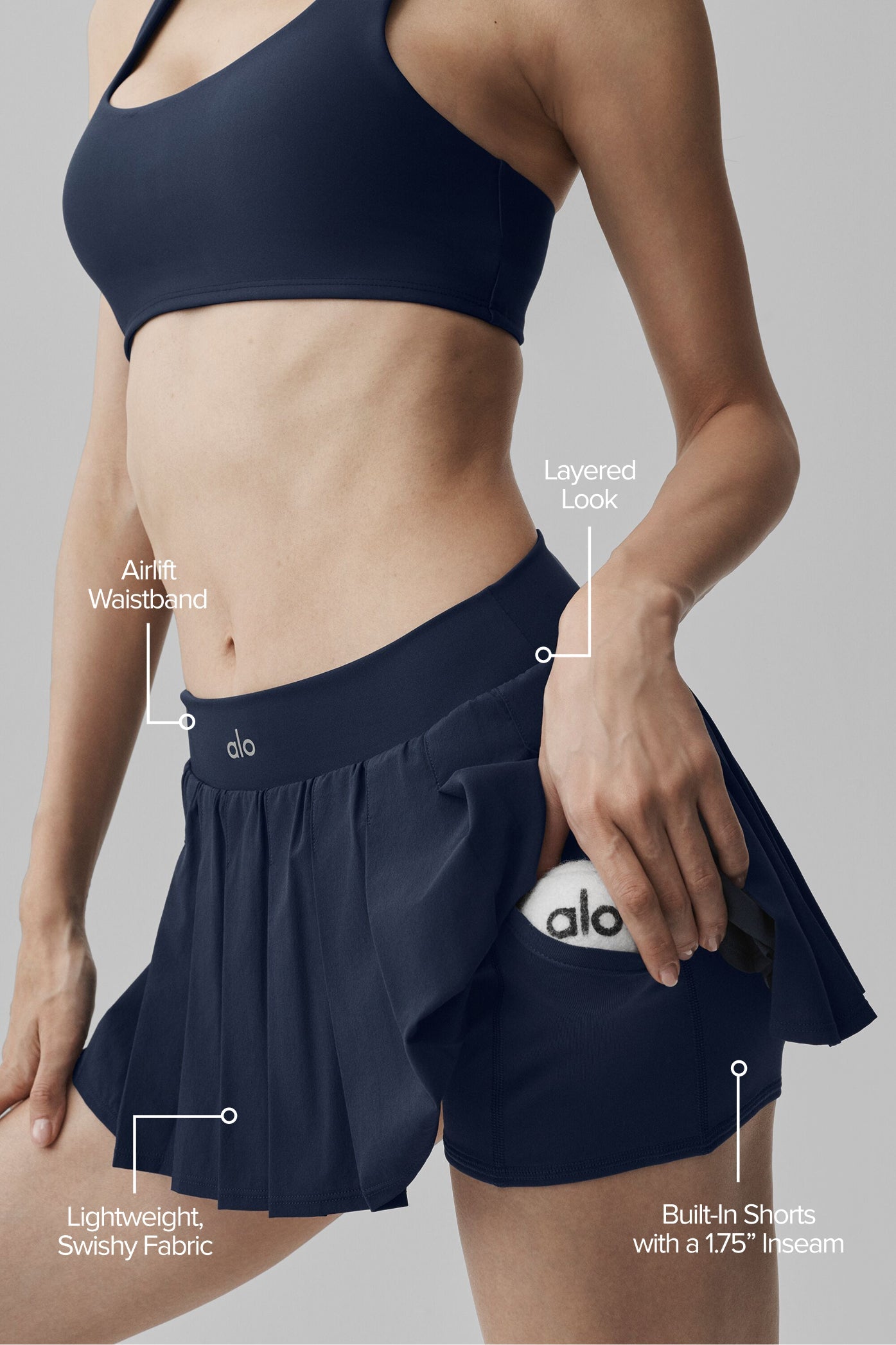 Double Or Nothing Tennis Skirt - Navy — photo 2