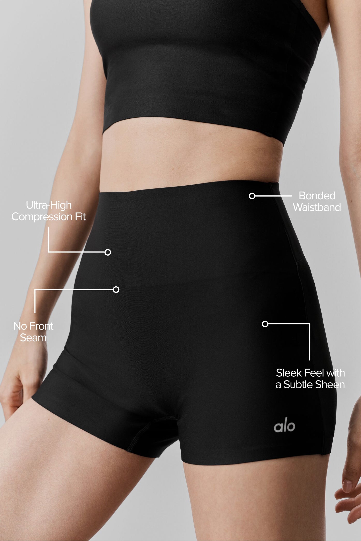 3" Airlift High-Waist Sleek Short - Black — photo 2