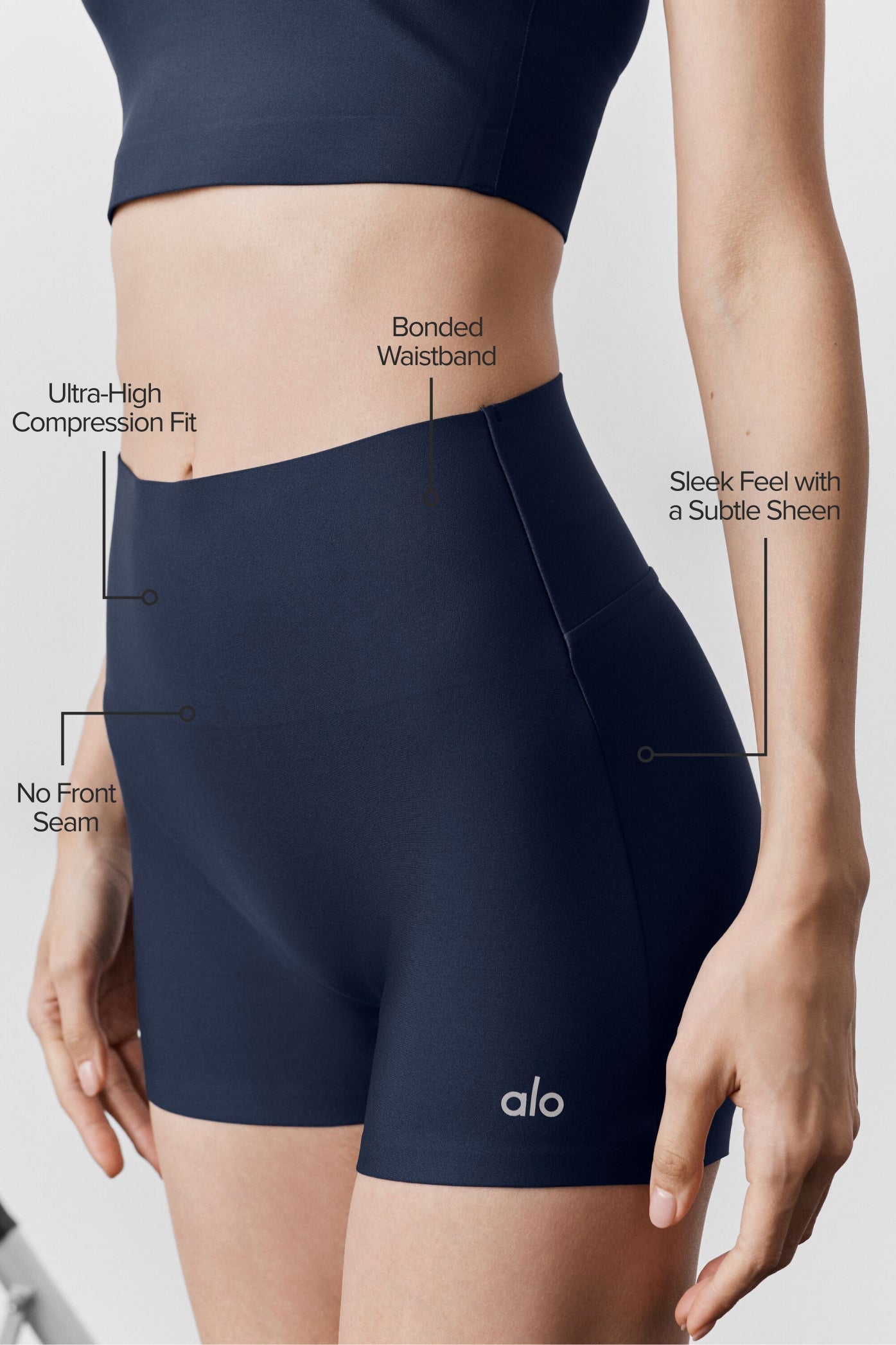 3" Airlift High-Waist Sleek Short - Navy — photo 2