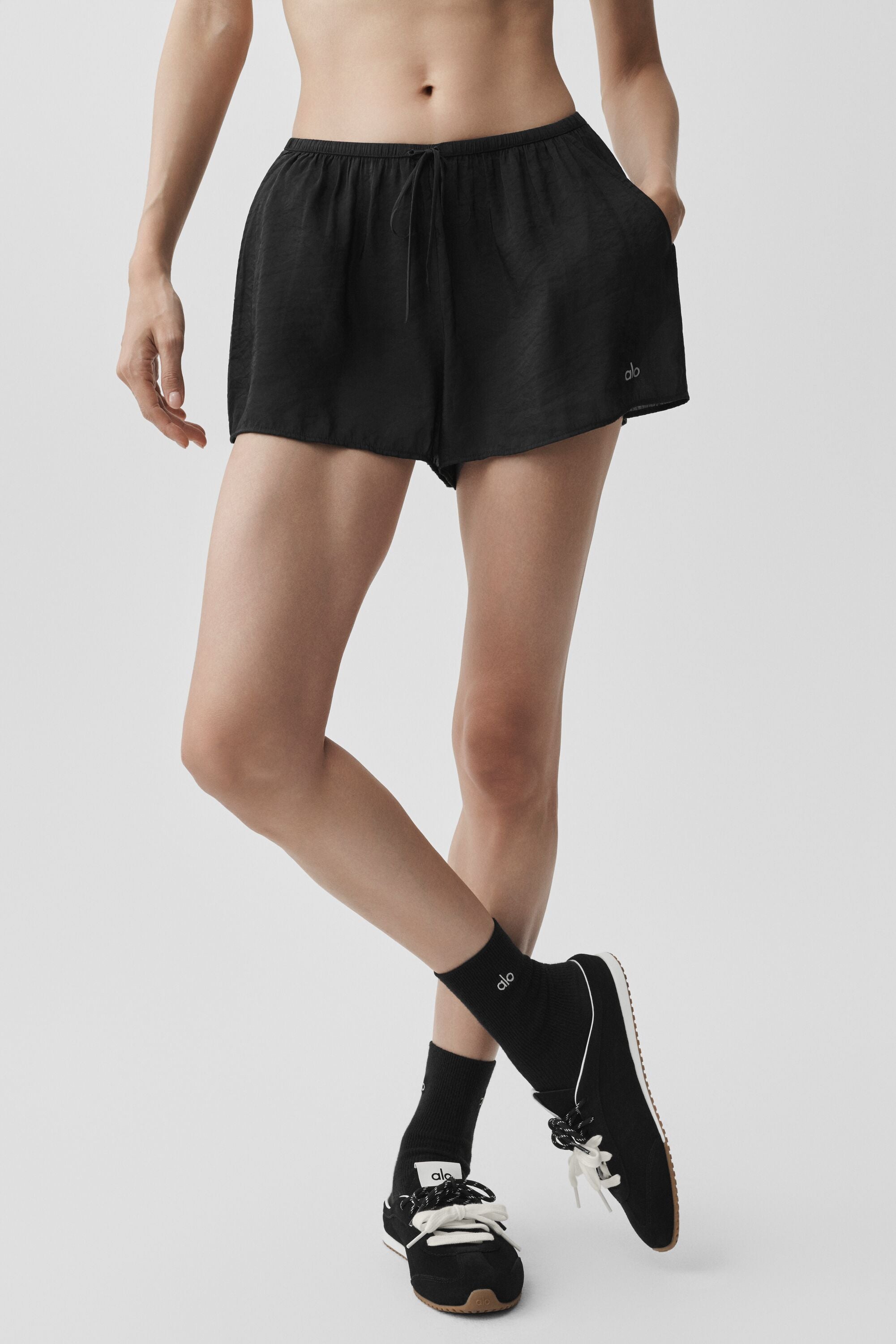 Semi-Sheer Golden Hour Mid-Rise Short - Black — photo 3