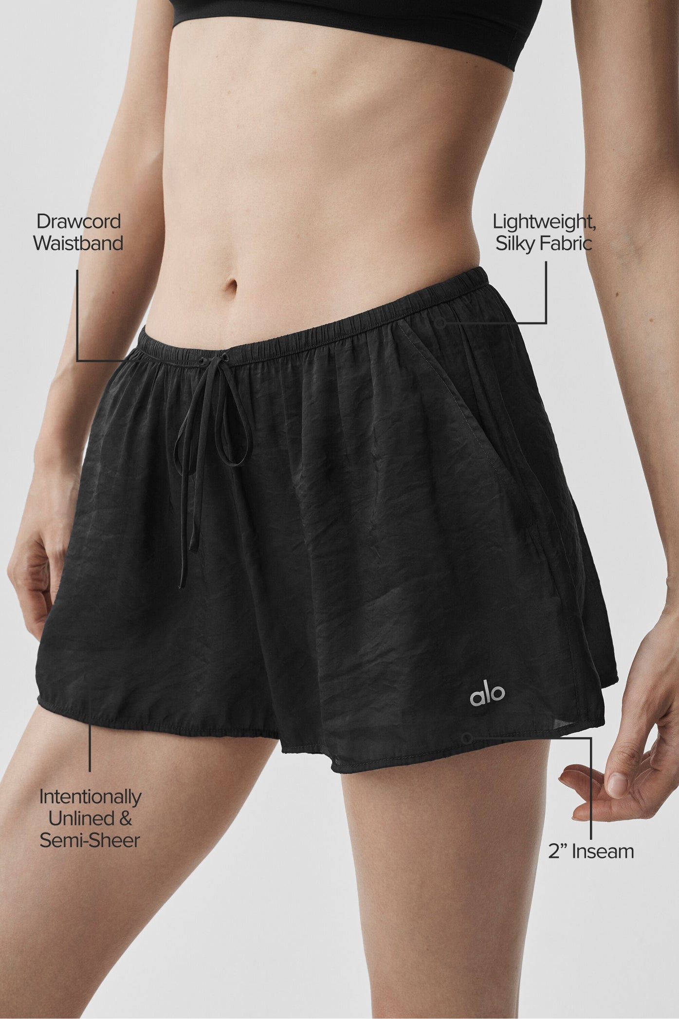 Semi-Sheer Golden Hour Mid-Rise Short - Black — photo 2
