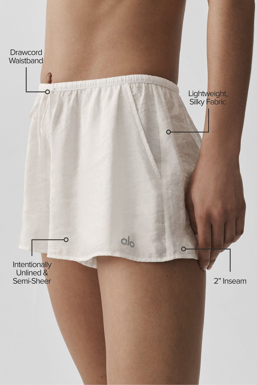 Semi-Sheer Golden Hour Mid-Rise Short - Ivory — photo 2