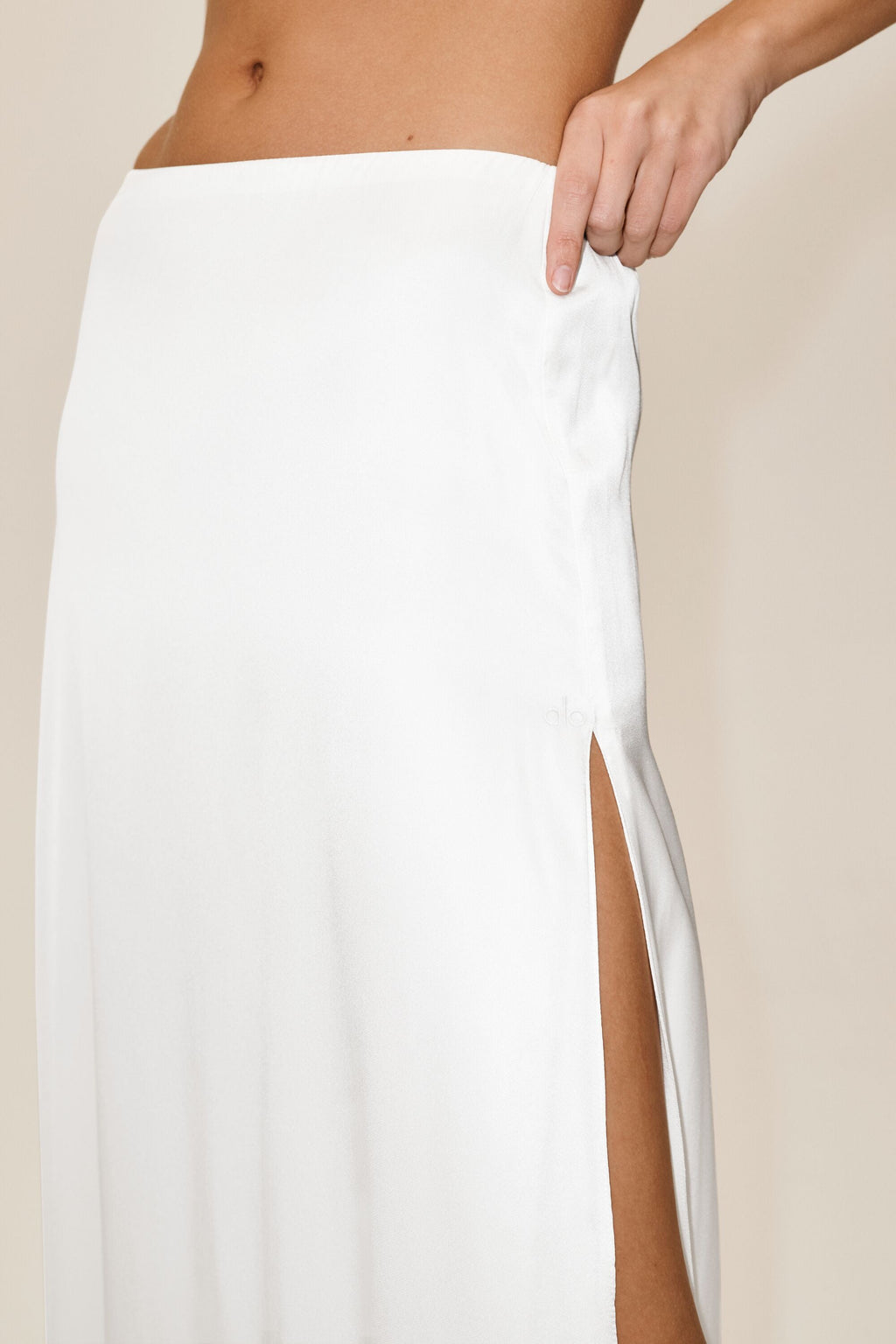 Silk Blend Low-Rise Radiance Long Skirt - White — photo 3