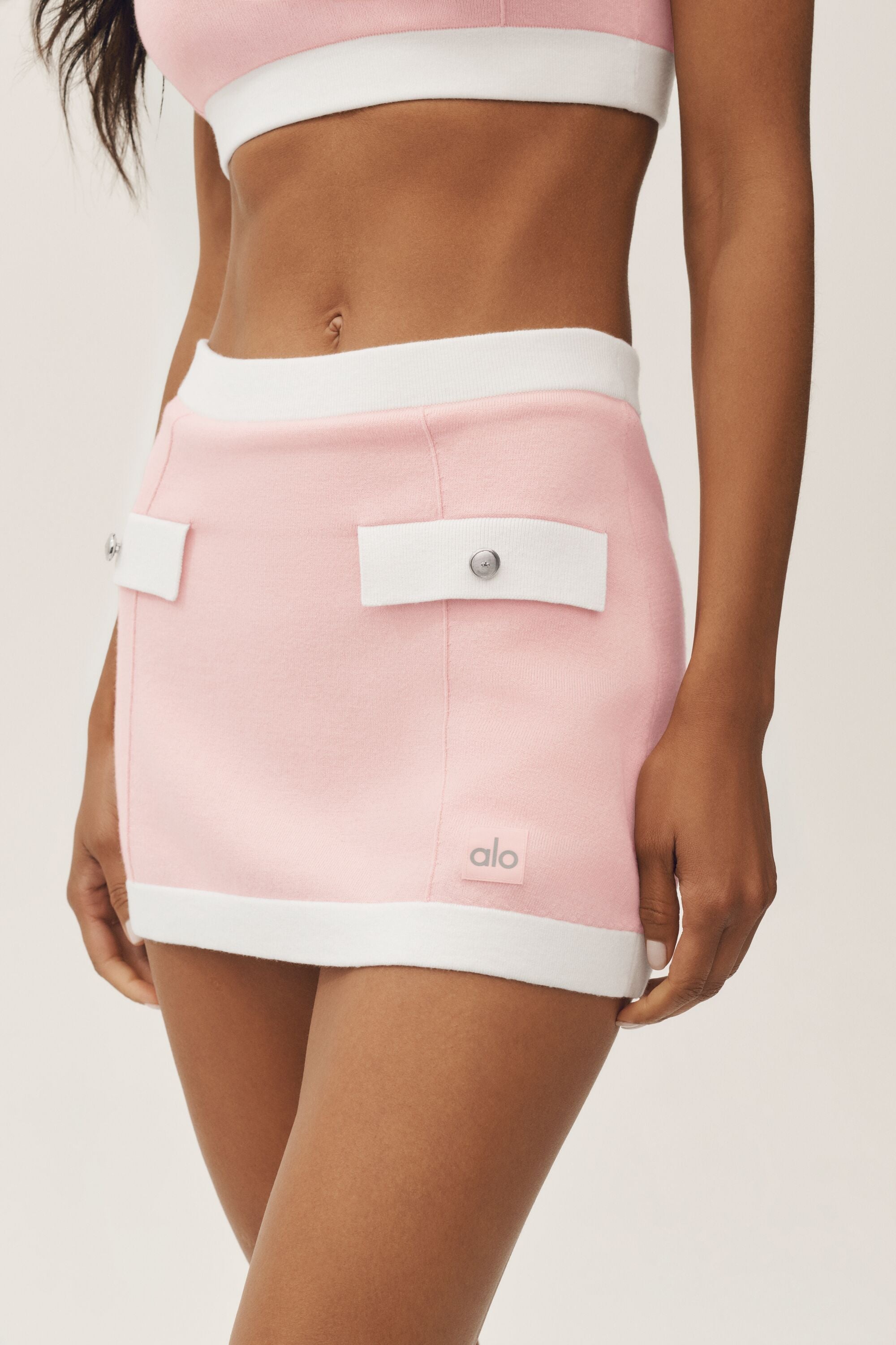 Cotton Cashmere High-Waist Capri Dream Skirt - Sundrenched Pink/White — photo 3