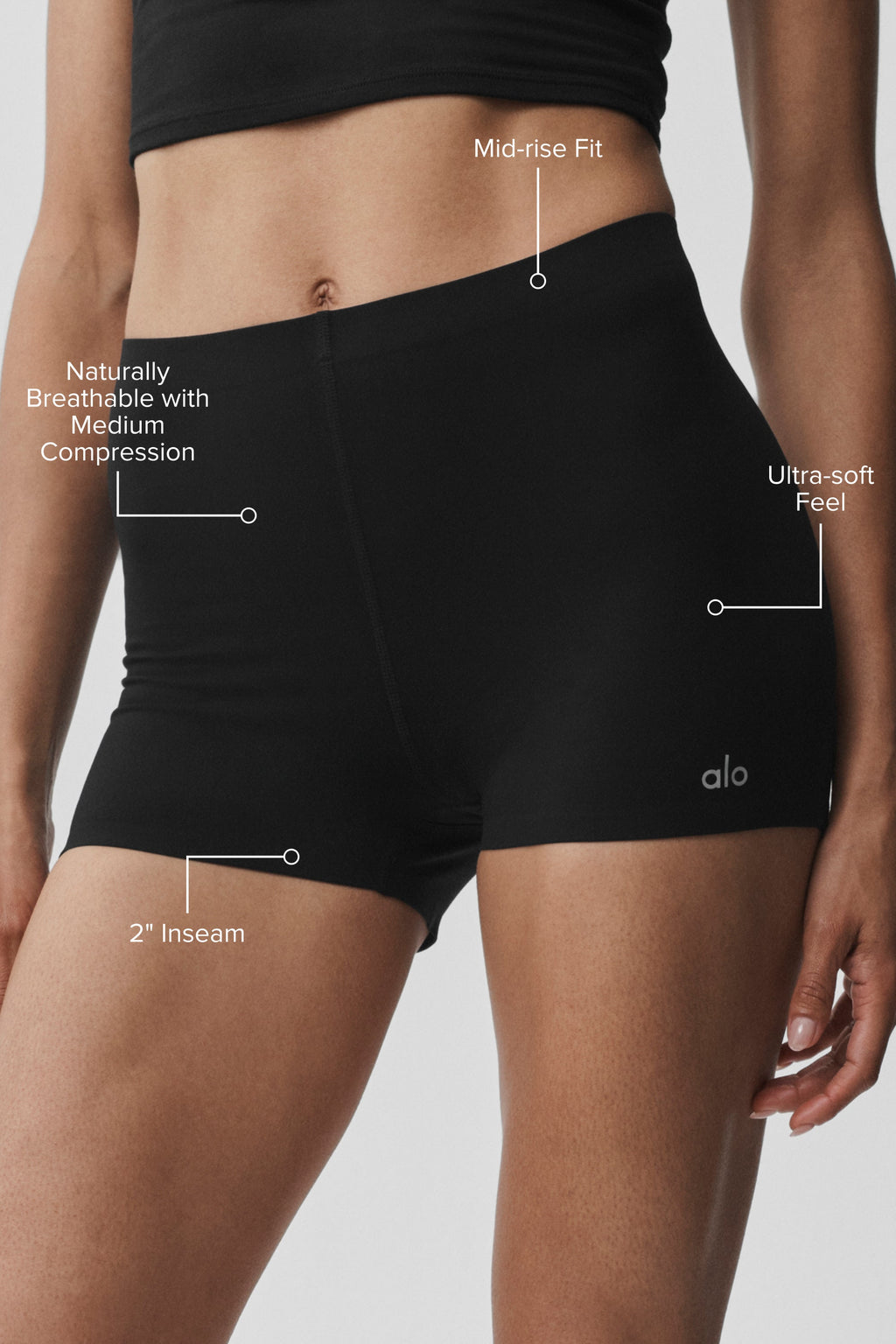 2" ALO Softsculpt Mid-Rise Short - Black — photo 2
