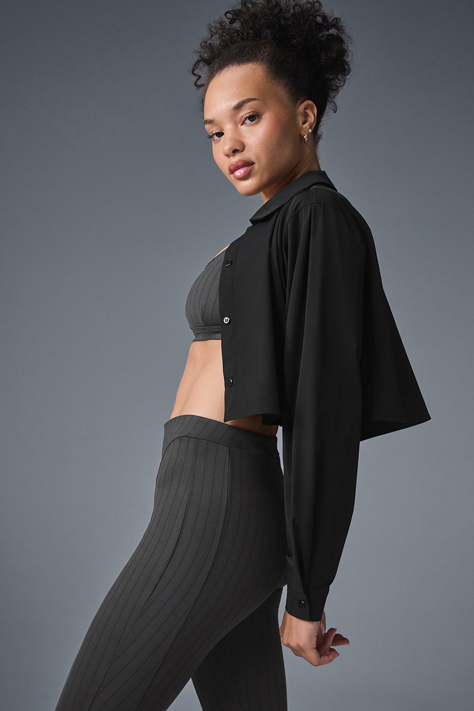 Cropped Take Me Out Button Up - Black — photo 3