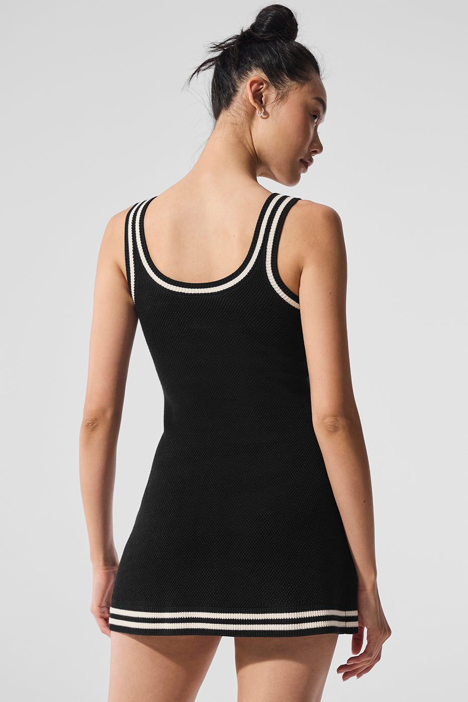Tennis Club Sweater Knit Dress - Black/Ivory — photo 4