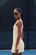 Tennis Club Sweater Knit Dress - Oatmeal/White — photo 1