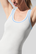 Tennis Club Sweater Knit Dress - White/Seashell Blue — photo 4
