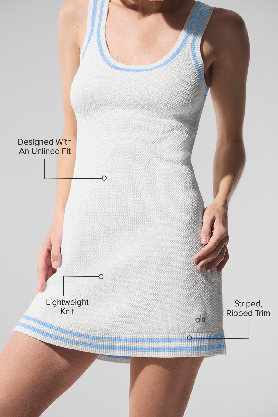 Tennis Club Sweater Knit Dress - White/Seashell Blue — photo 2