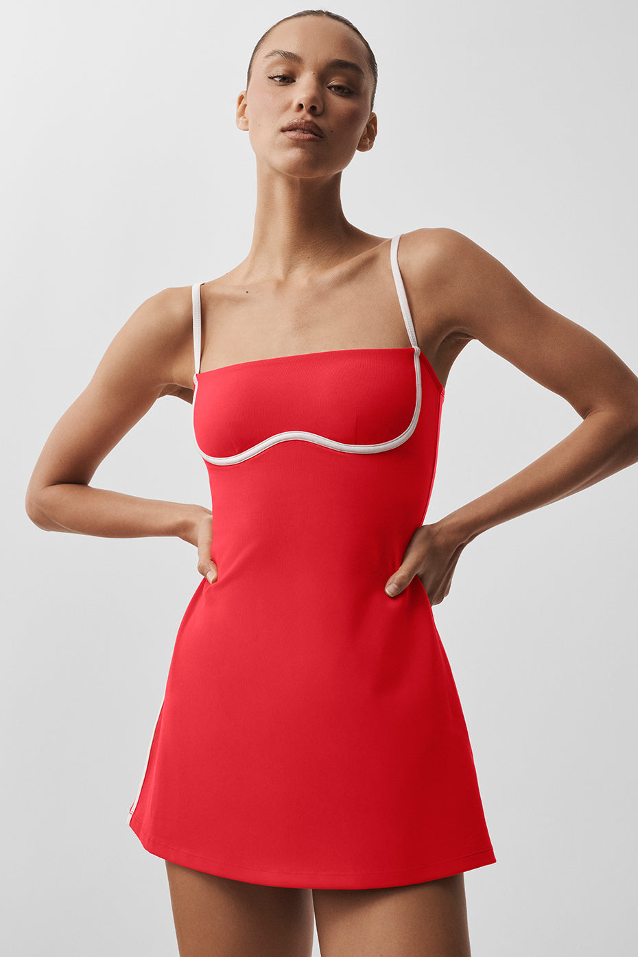 Airbrush Streamlined Dress - Bright Red/White — photo 1