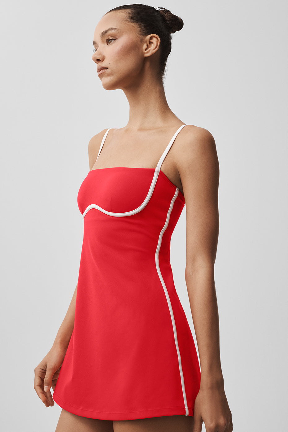 Airbrush Streamlined Dress - Bright Red/White — photo 4