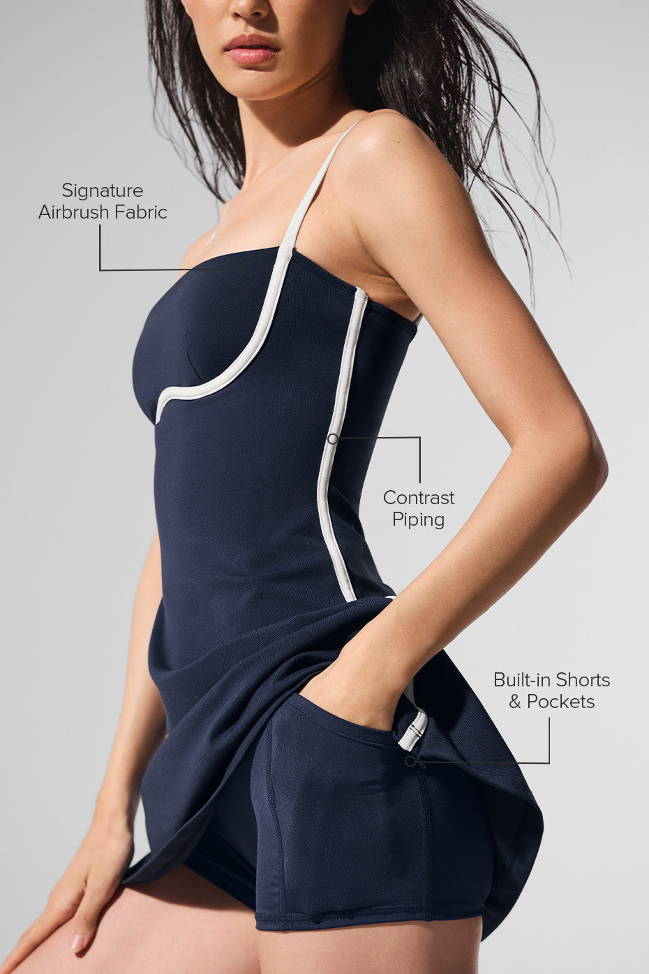 Airbrush Streamlined Dress - Navy/Ivory — photo 2