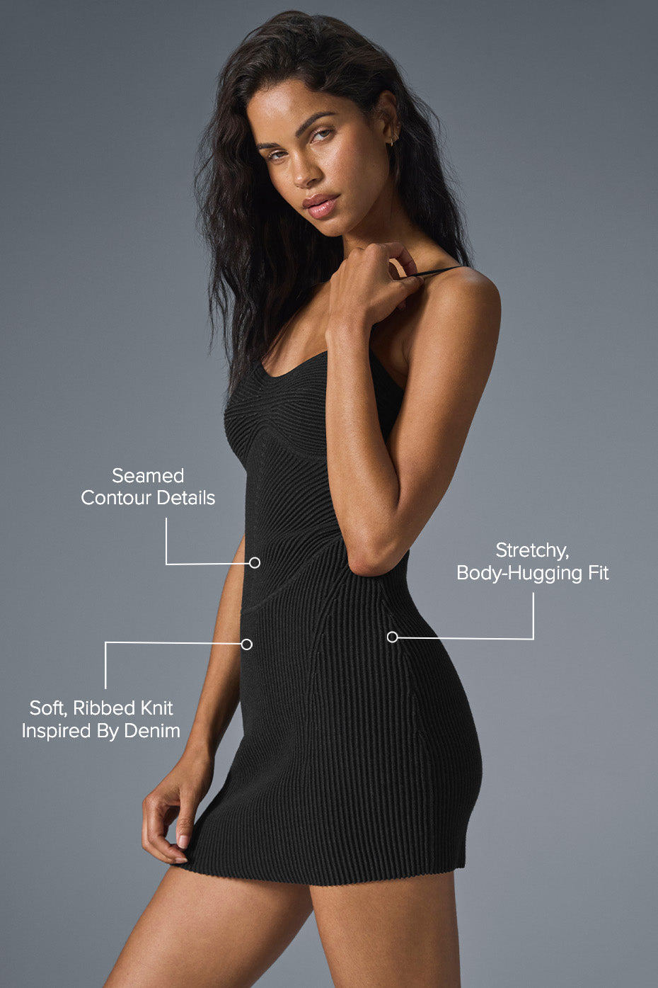 Denim Knit Mini Dress - Black/Anthracite — photo 2