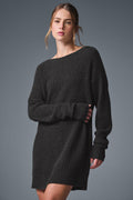 Cashmere Plush Waffle Dress - Dark Heather Grey — photo 1