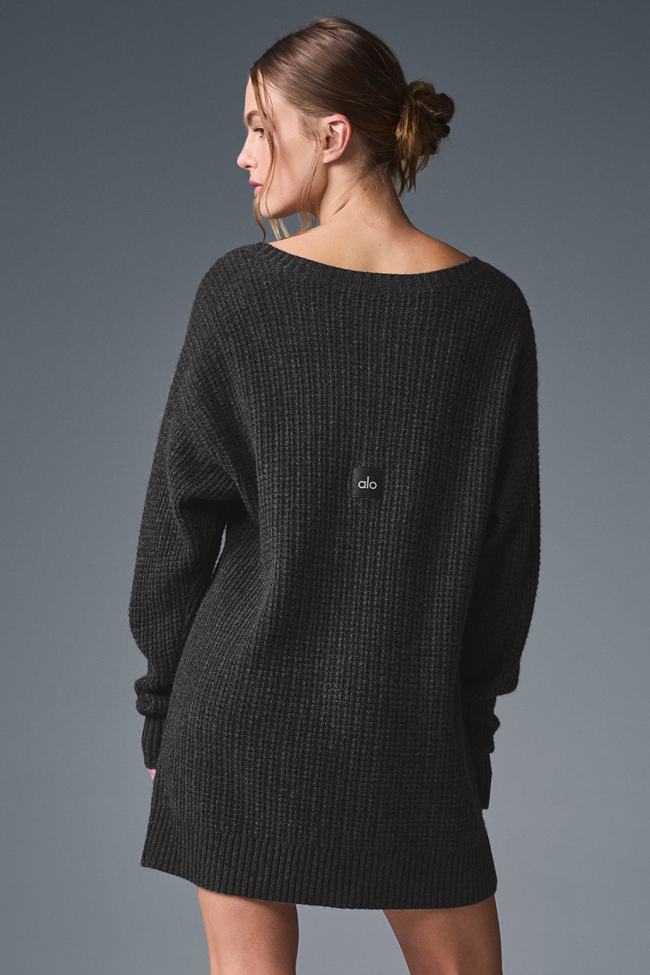 Cashmere Plush Waffle Dress - Dark Heather Grey — photo 3