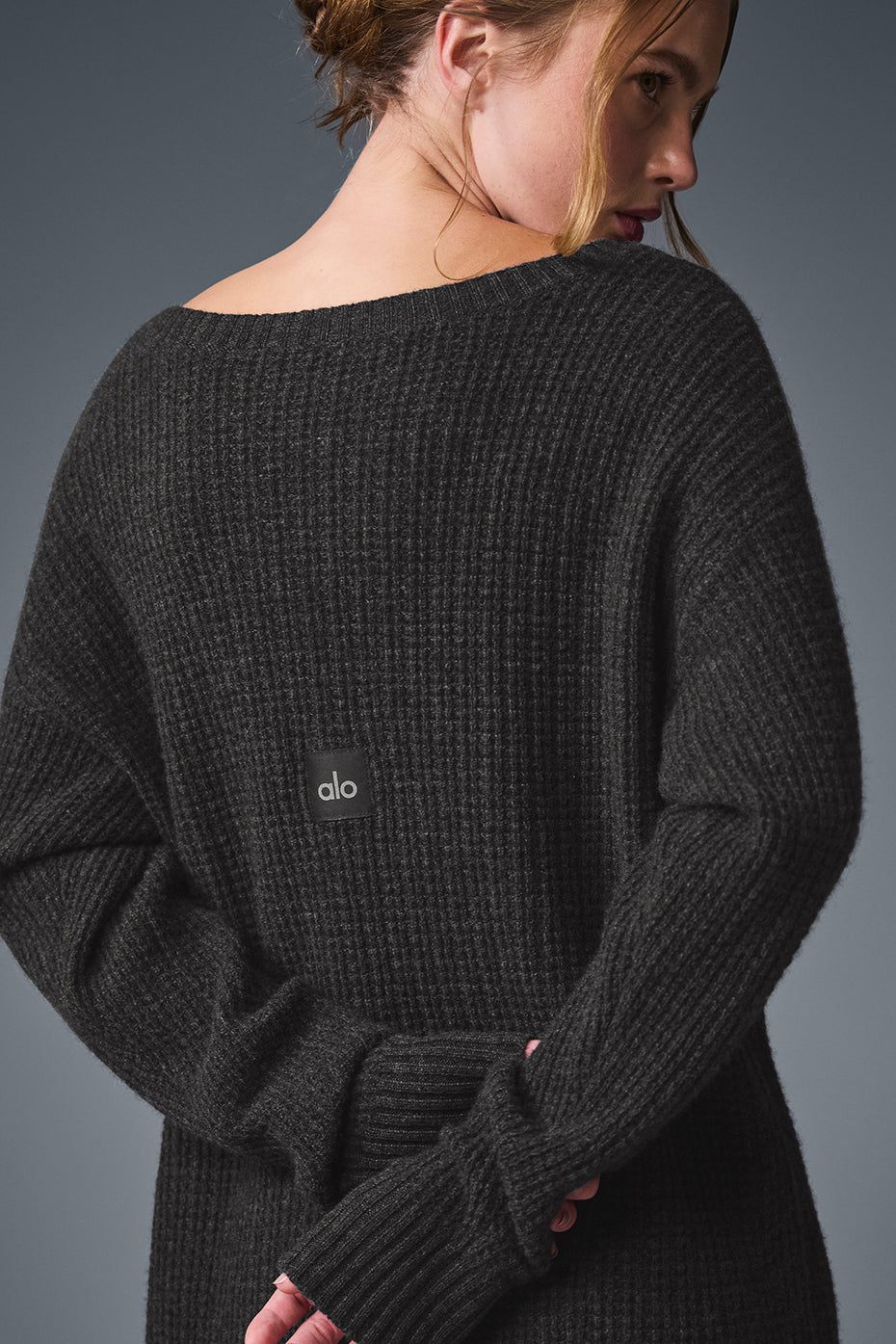 Cashmere Plush Waffle Dress - Dark Heather Grey — photo 4