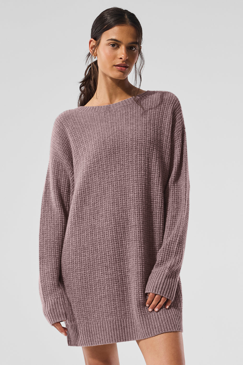 Cashmere Plush Waffle Dress - Mushroom Heather — photo 1
