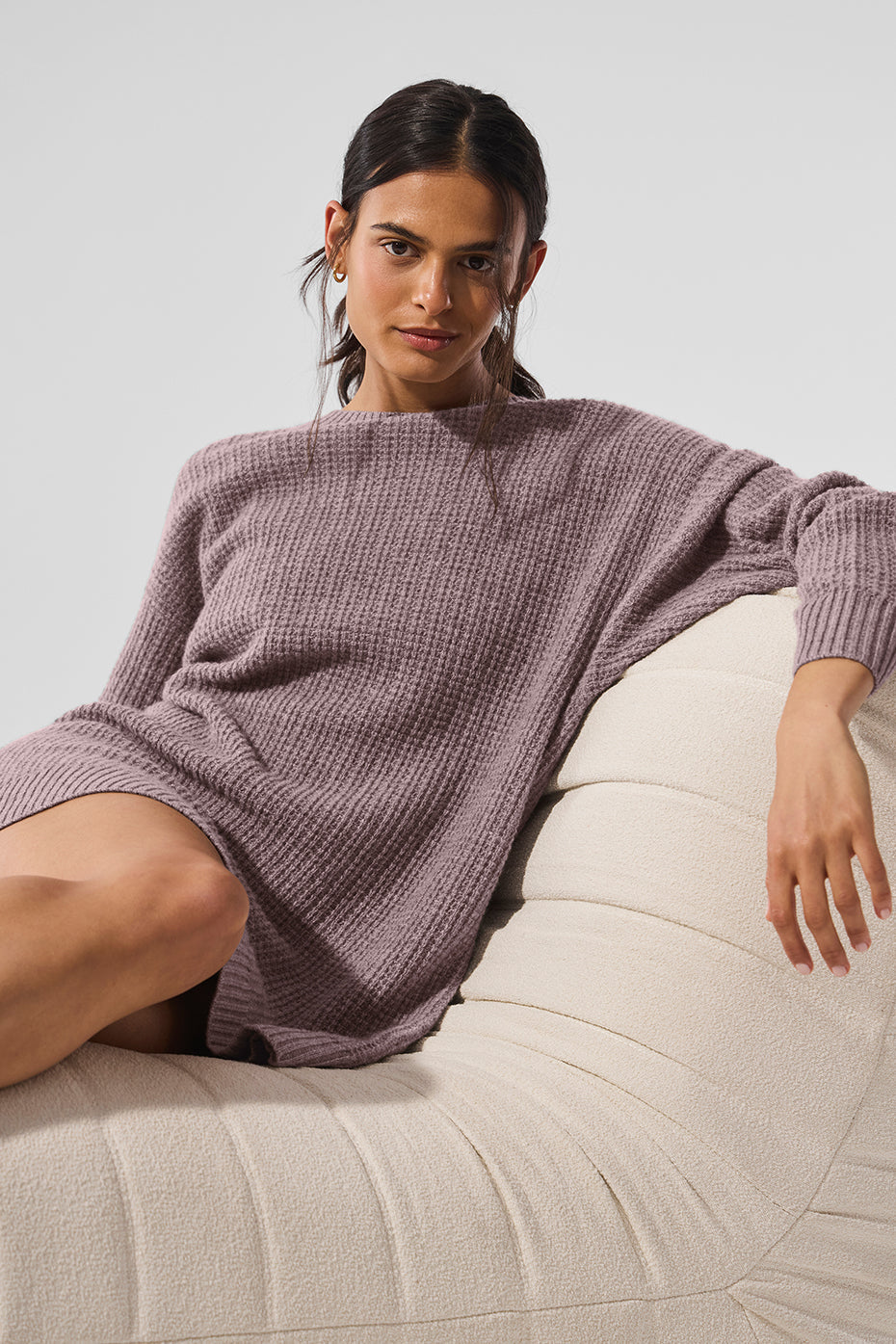 Cashmere Plush Waffle Dress - Mushroom Heather — photo 4