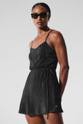 Micro Plisse Game On Tennis Dress - Black — photo 5