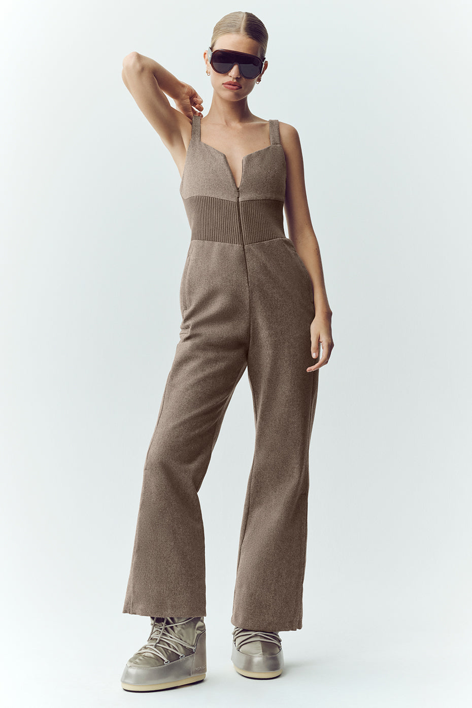 Wool Blend Bunny Slope Bib - Alpine Cocoa Heather — photo 1