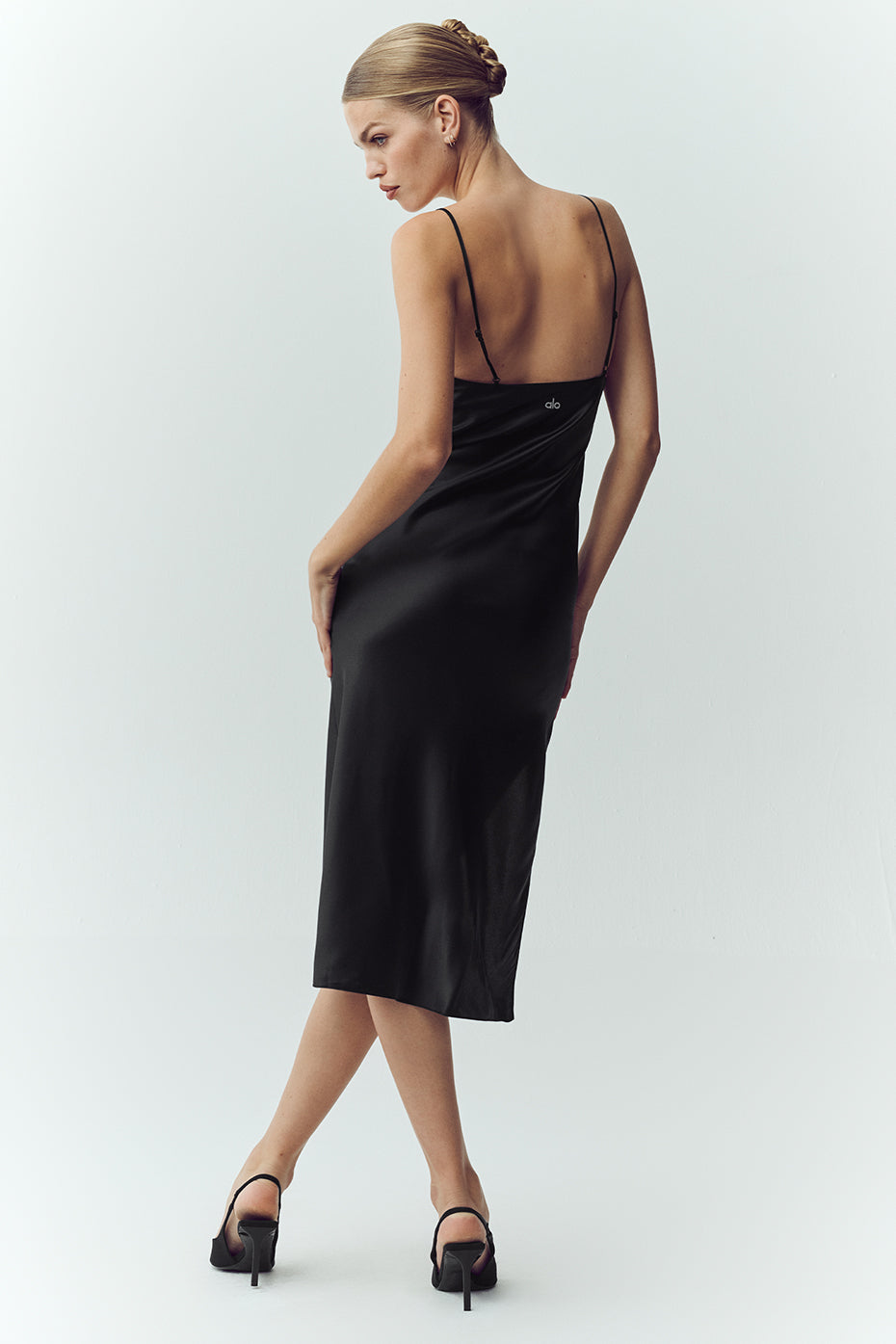 Silk Luminous Slip Dress - Black — photo 5