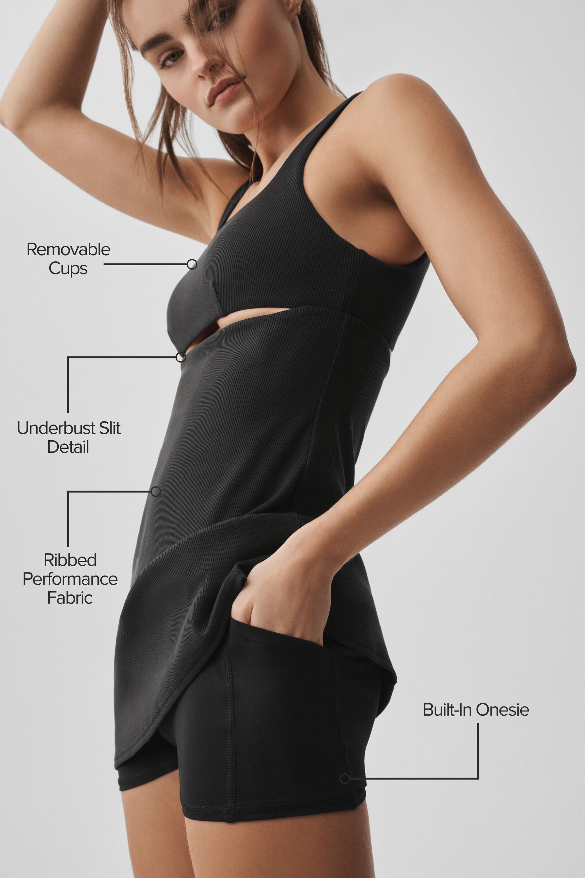 Slice Tennis Dress - Black — photo 2