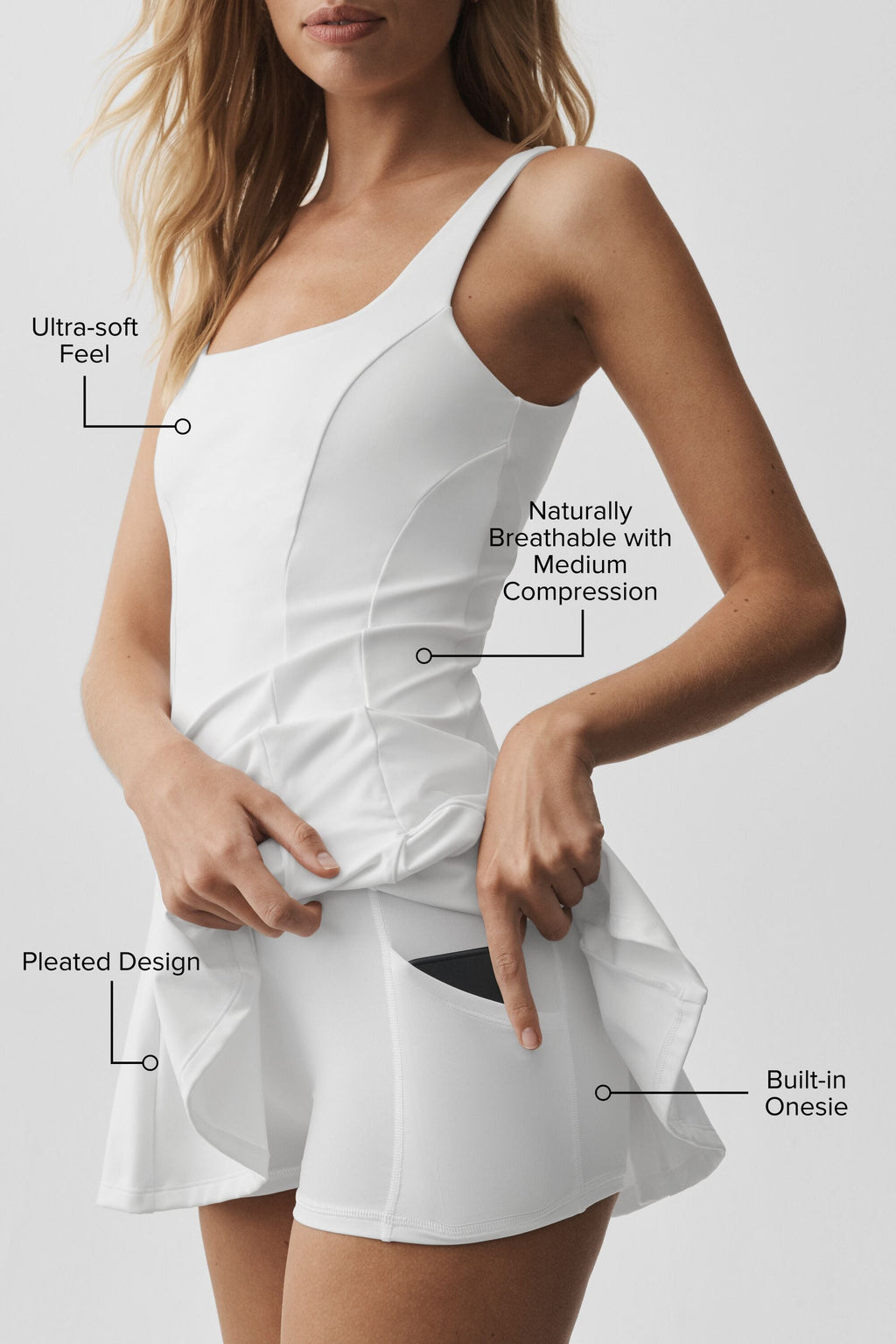 ALO Softsculpt Topspin Tennis Dress - White — photo 2