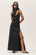 Linen Blend Riviera Maxi Dress - Black — photo 1