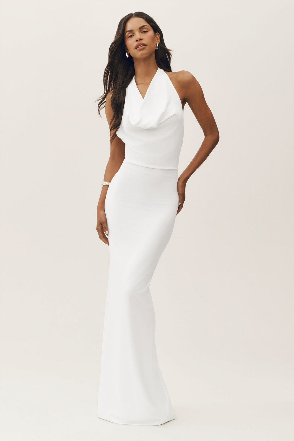 Summer Soiree Halter Maxi Dress - White — photo 2