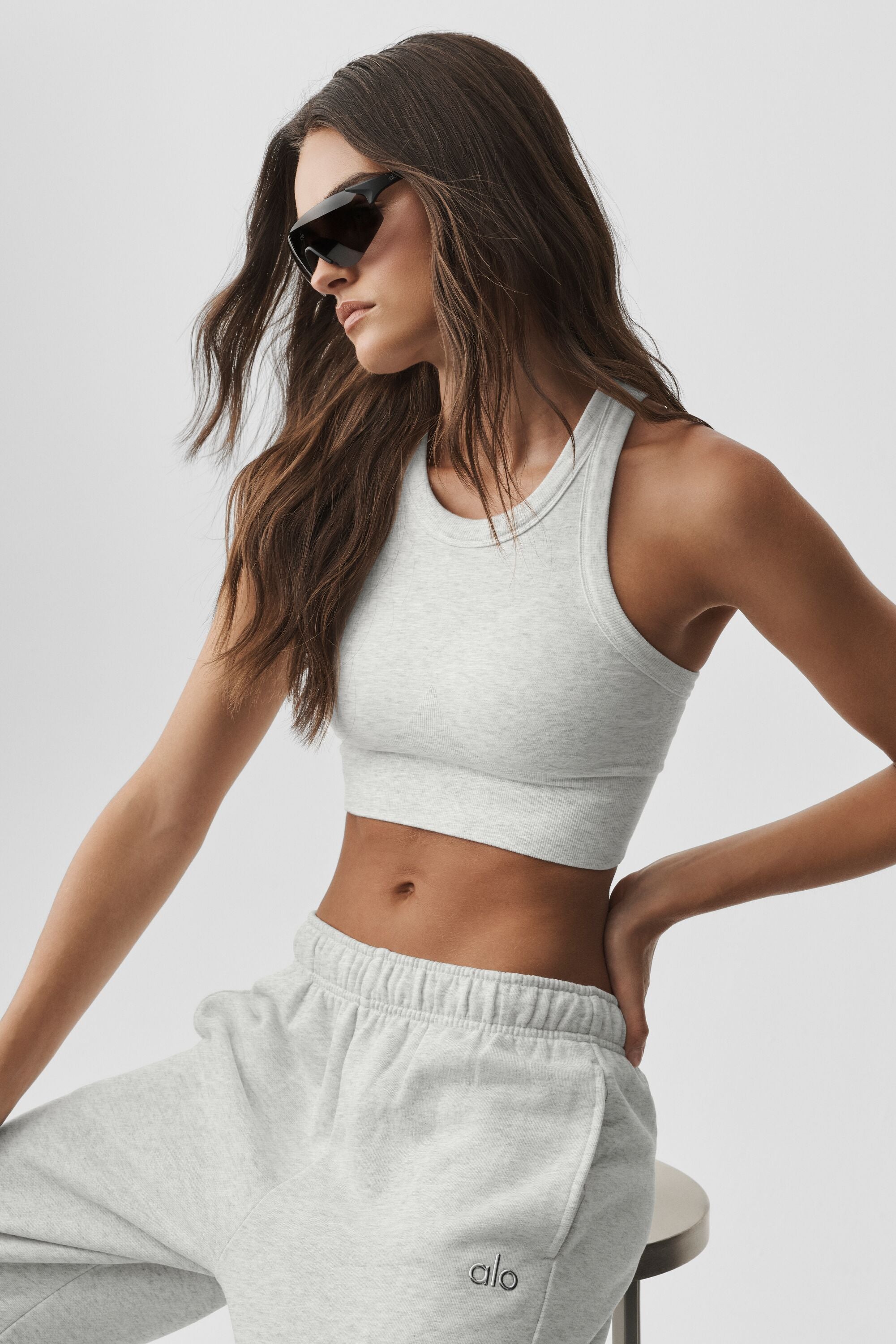 Seamless Delight High Neck Bra - White Heather — photo 3
