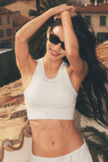 Seamless Delight High Neck Bra - White Heather — photo 1