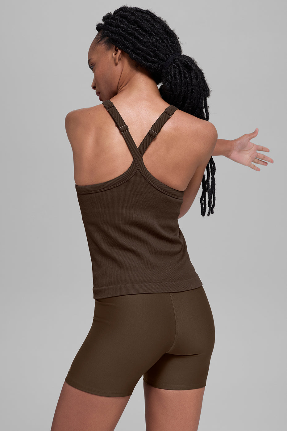 Seamless Ribbed Favorite Full Length Bra Tank - Espresso — photo 3