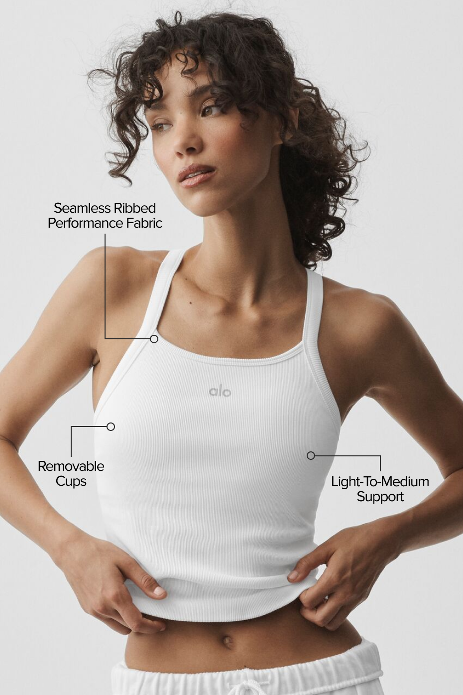 Seamless Ribbed Favorite Full Length Bra Tank - White — photo 2