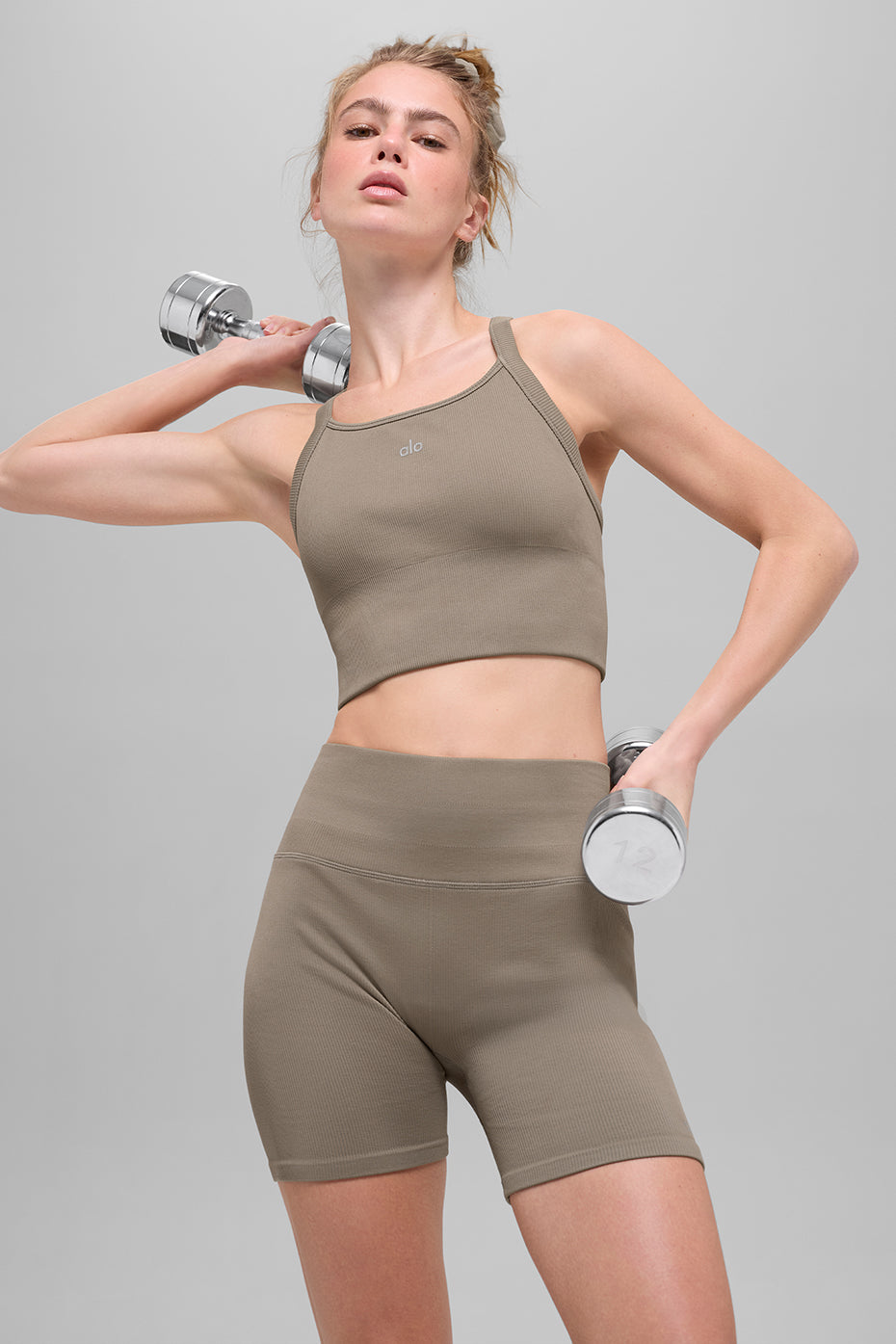 Seamless Ribbed Favorite Bra Tank - Light Cocoa — photo 1