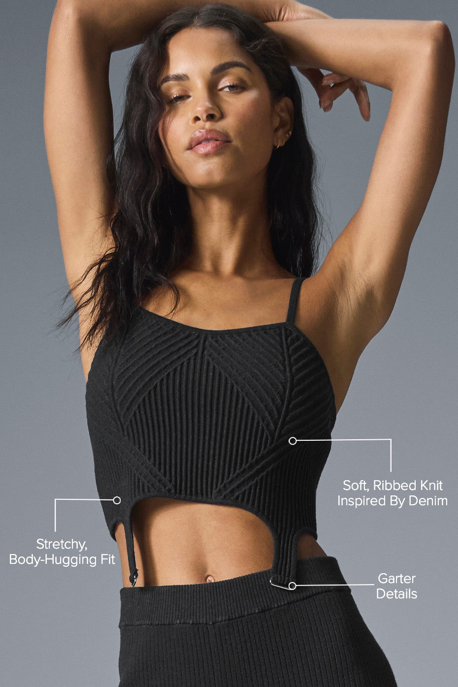 Denim Knit Garter Tank - Black/Anthracite — photo 2