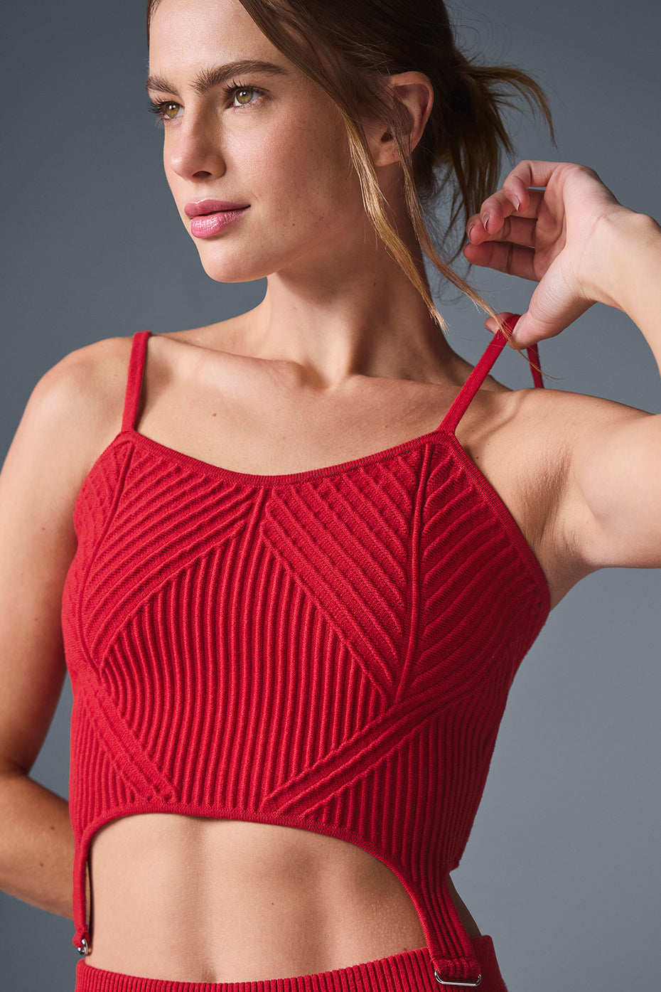 Denim Knit Garter Tank - Bold Red/Dark Bold Red — photo 3