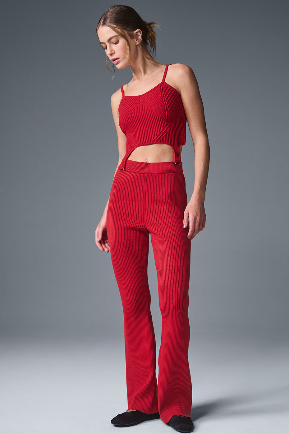 Denim Knit Garter Tank - Bold Red/Dark Bold Red — photo 4