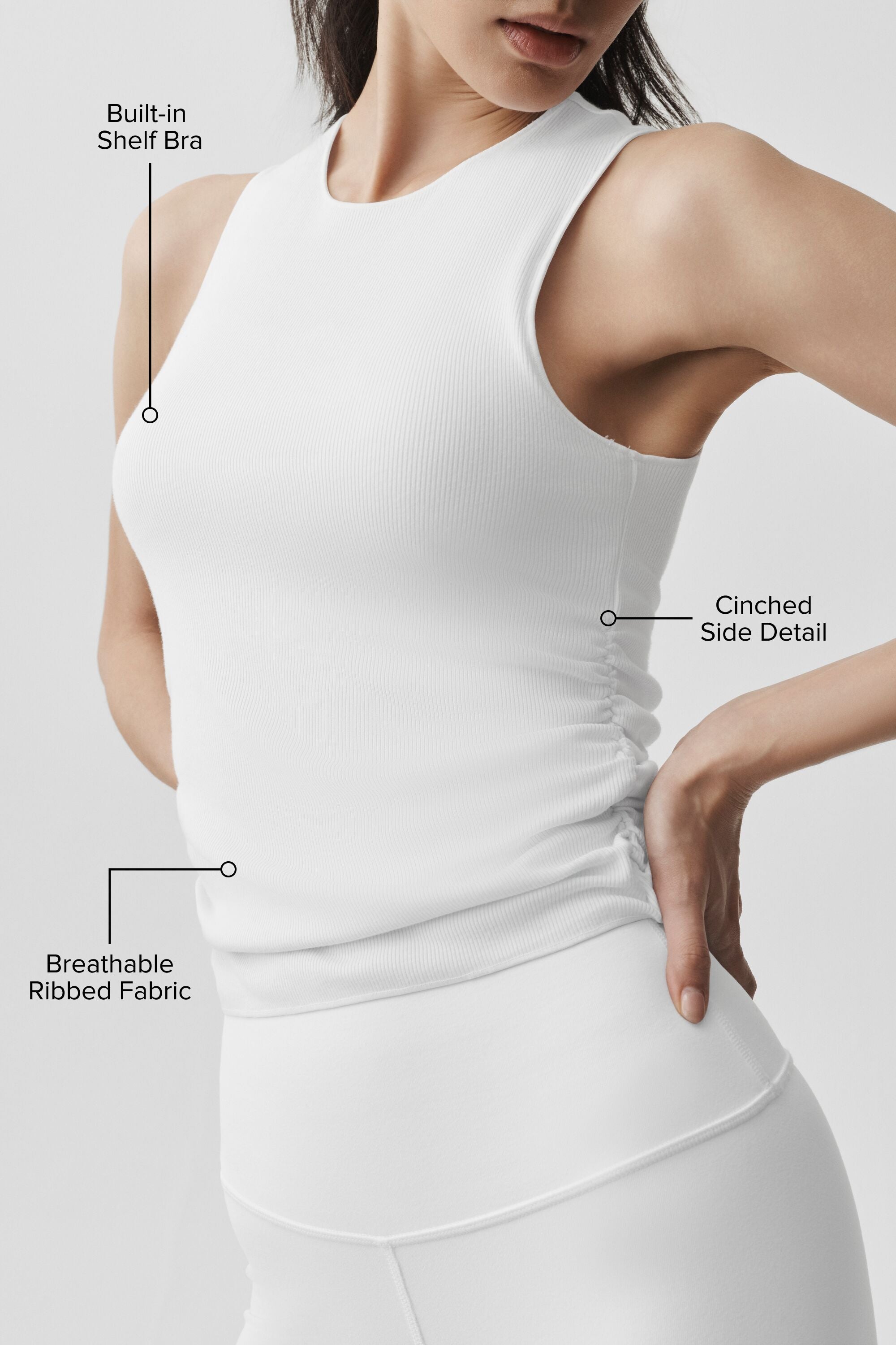 Ribbed En Pointe Tank - White — photo 2