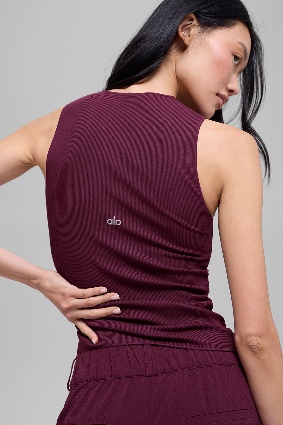 Ribbed En Pointe Tank - Burgundy — photo 2